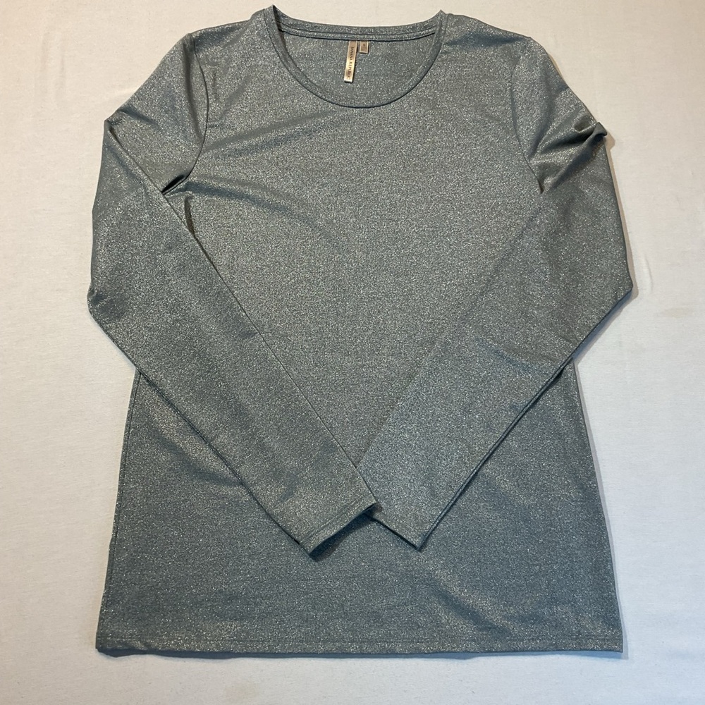 Banana Republic Teal Sparkle Long Sleeve, Size S Crew Neck Casual Party Comfy